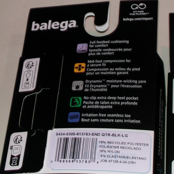 2 Pairs Balega Enduro Medium Cushion Unisex Quarter Socks Men's Size Large - Picture 5 of 6